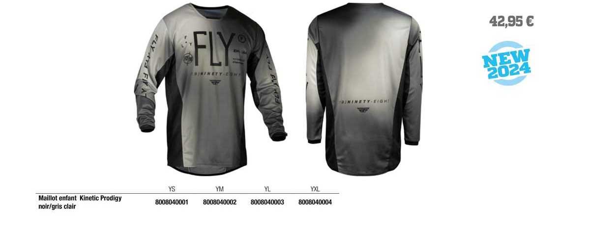 maillot enfant kinetic prodigy noir/gris clair fly
