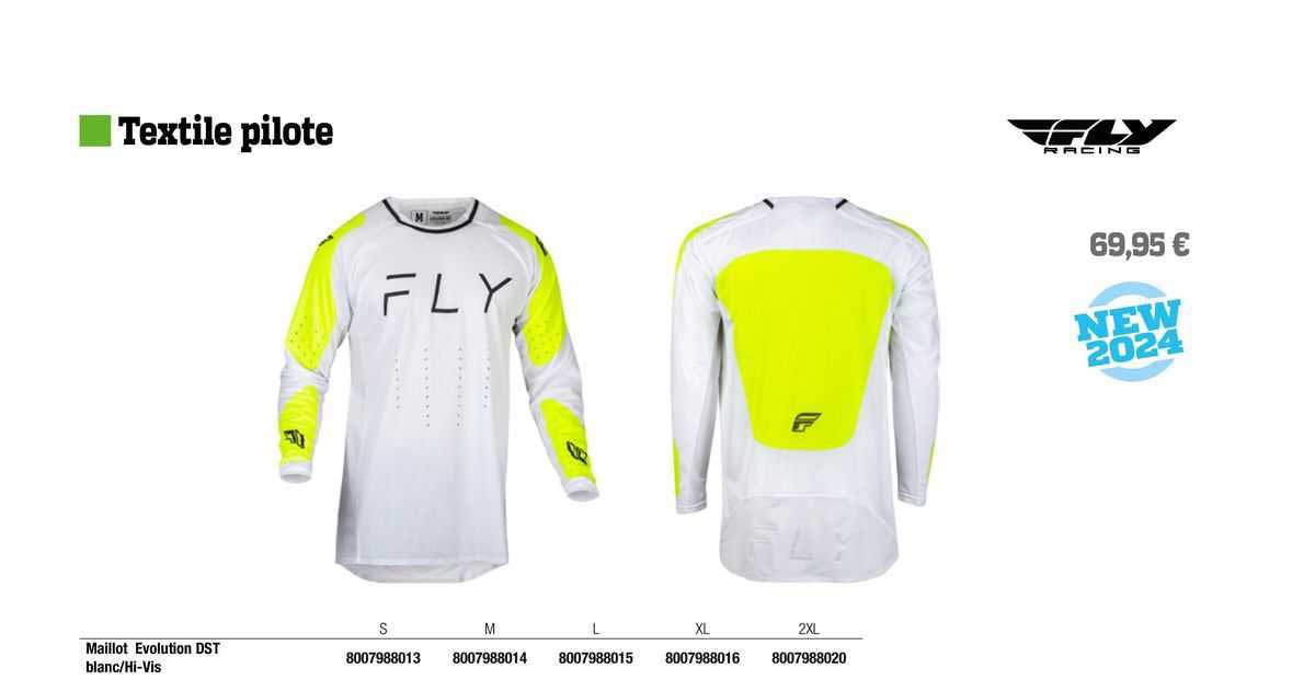 maillot évolution dst blanc/hi-Vis fly racing