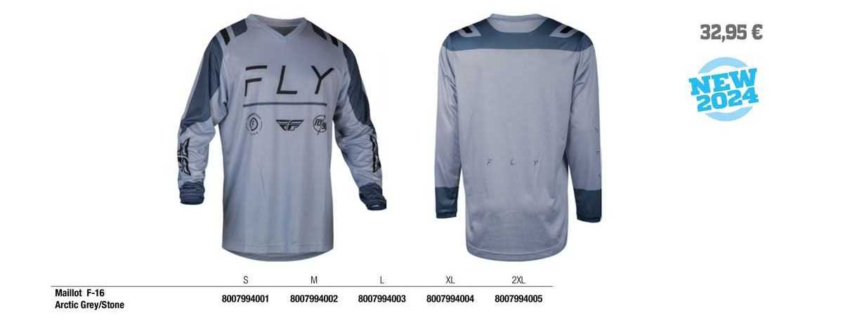 maillot f-16 arctic grey/stone fly racing
