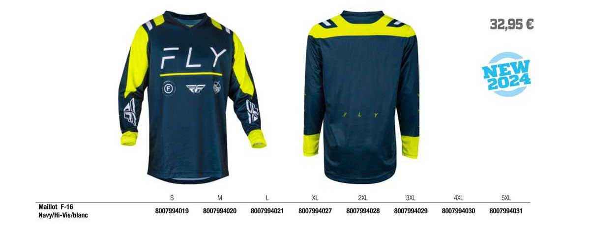 maillot f-16 navy/hi-Vis/blanc fly racing