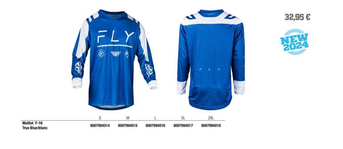 maillot f-16 true blue/blanc fly racing