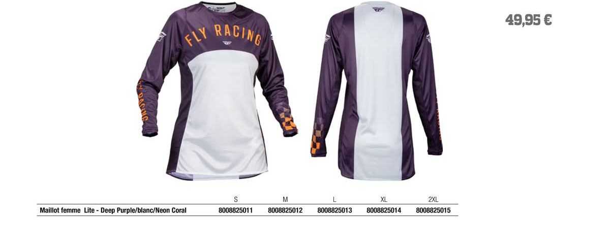 maillot femme lite - deep purple/blanc/néon coral fly racing