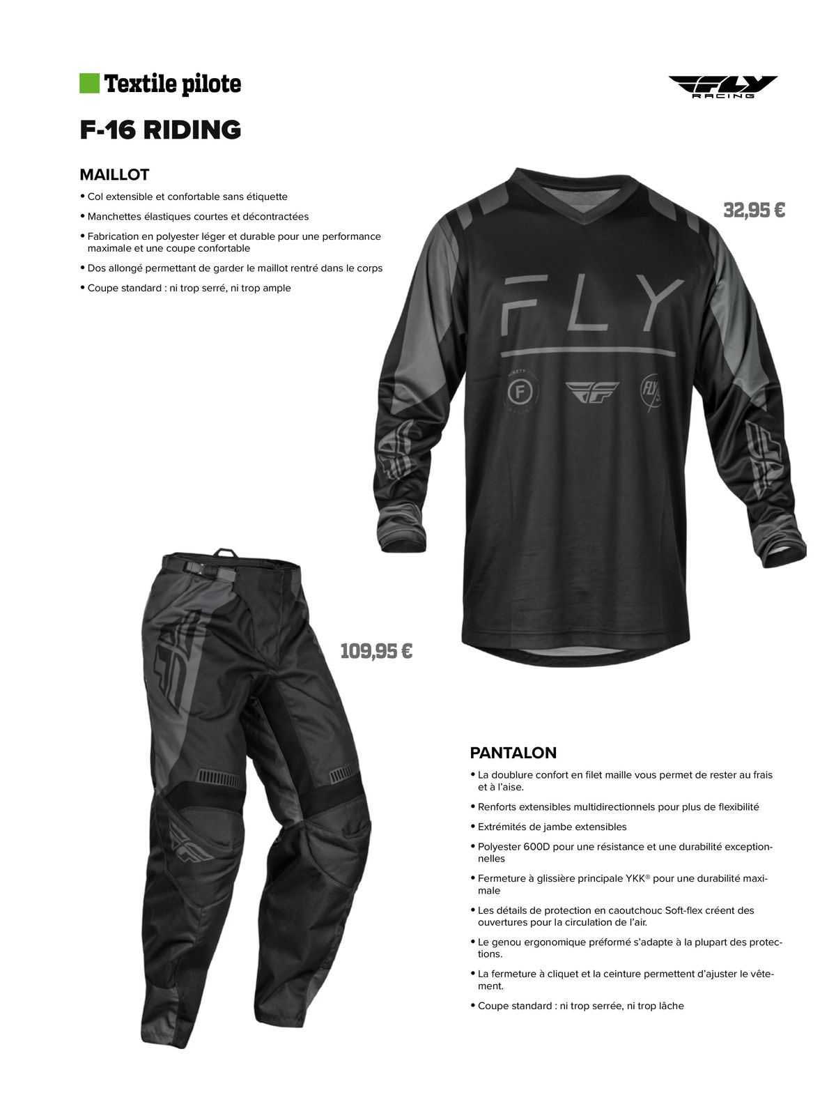 maillot fly racing, pantalon