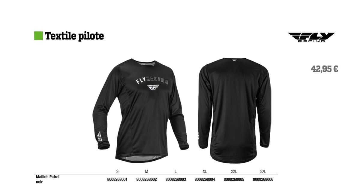 maillot patrol noir fly racing