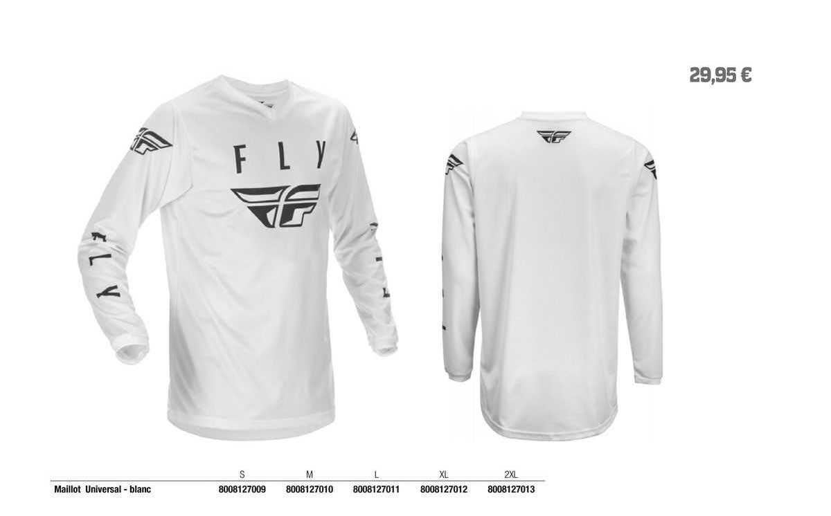maillot universal - blanc fly racing