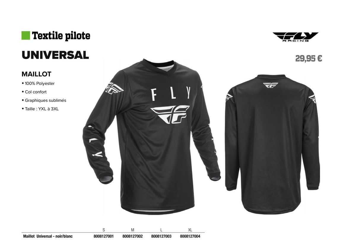 maillot universal fly racing