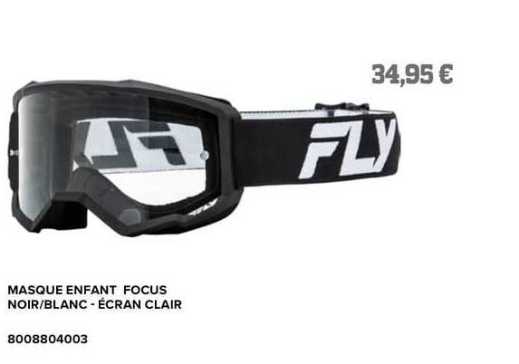 masque enfant focus noir/blanc - écran clair fly racing