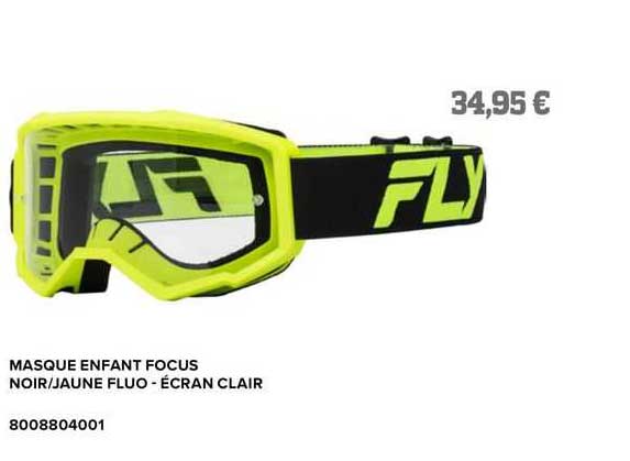 masque enfant focus noir/jaune fluo -écran clair fly