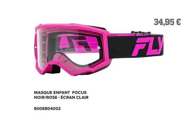 masque enfant focus noir/rose - écran clair fly racing