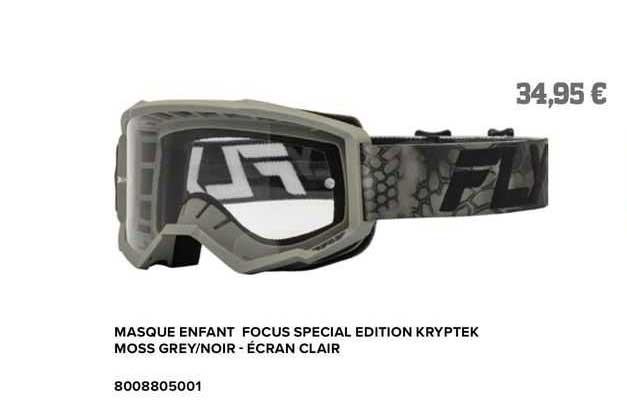 masque enfant focus spécial édition kryptek moss grey/noir - écran clair