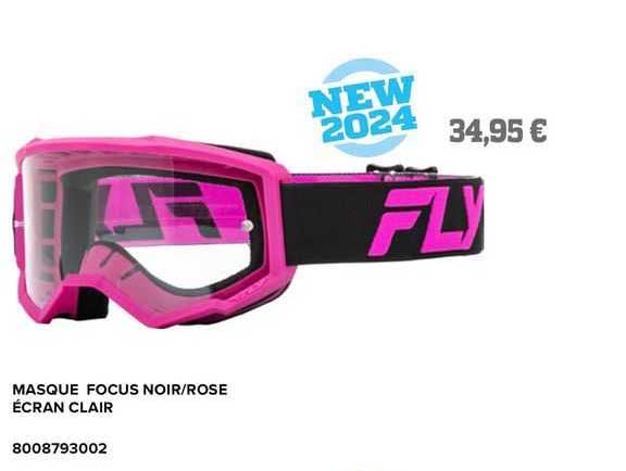 masque focus noir/rose écran clair fly