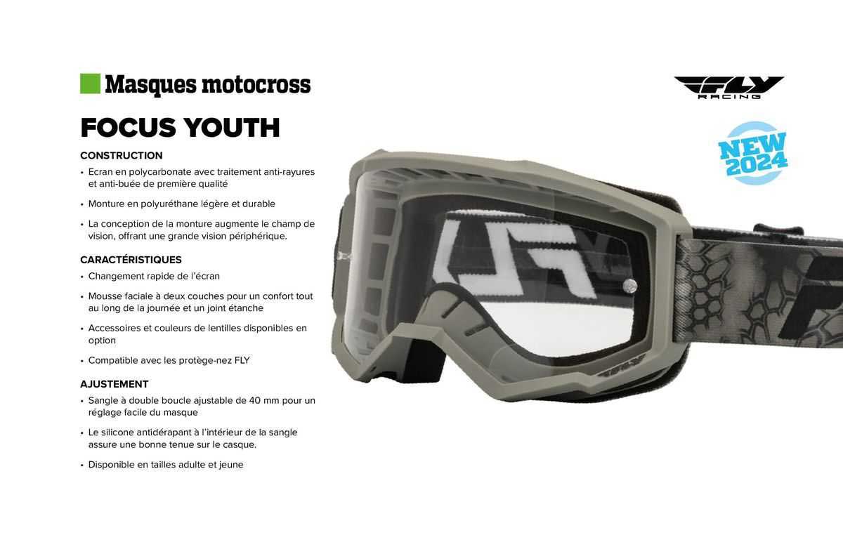 masque motocross focus youth fly racing