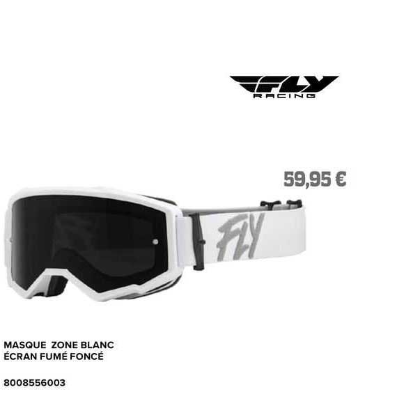 masque zone blanc écran fumé foncé fly racing