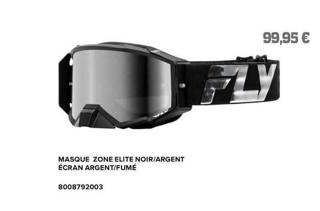 masque zone elite noir/argent écran argent/fumé fly