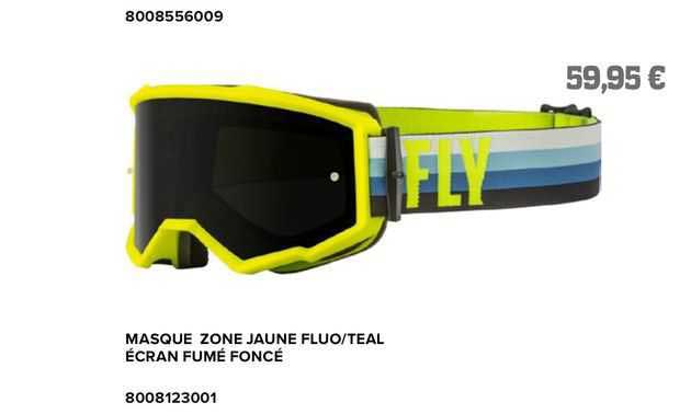 masque zone jaune fluo/teal écran fumé foncé fly