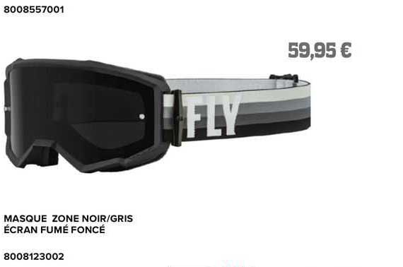 masque zone noir/gris écran fumé foncé fly