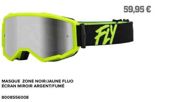 masque zone noir/jaune fluo écran miroir argent/fumé fly
