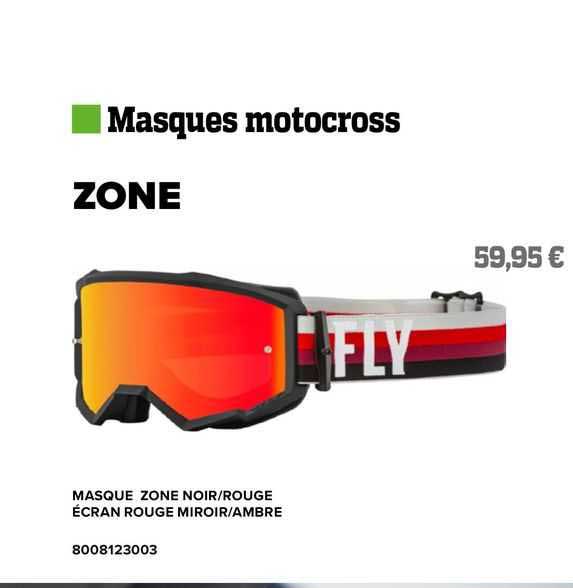 masque zone noir/rouge écran rouge miroir/ambre fly