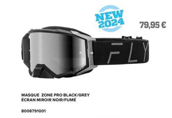 masque zone pro black/grey écran miroir noir/fumé fly