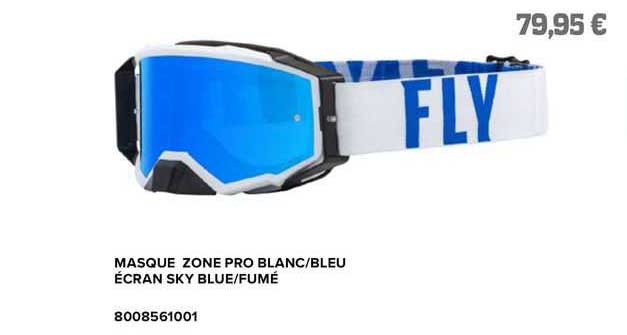 masque zone pro blanc/bleu écran sky blue/fumé fly
