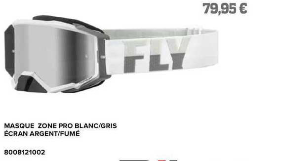 masque zone pro blanc/gris écran argent/fumé