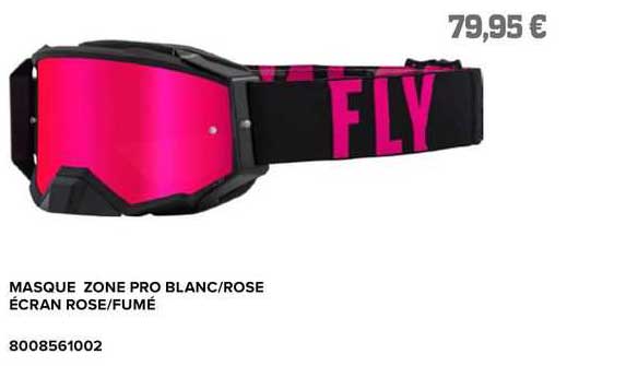 masque zone pro blanc/rose écran rosé/fumé fly