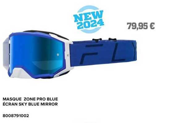masque zone pro blue écran sky blue mirror fly