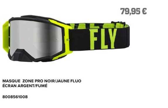 masque zone pro noir/jaune fluo écran argent/fumé fly