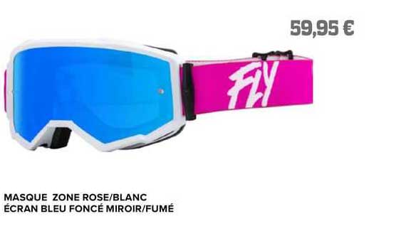 masque zone rose/blanc écran bleu foncé miroir/fumé fly