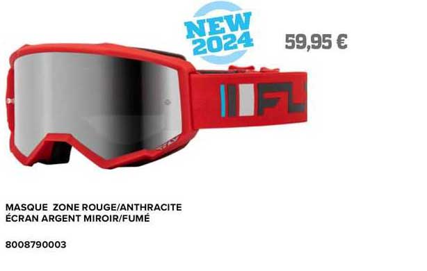 masque zone rouge/anthracite écran argent miroir/fumé fly
