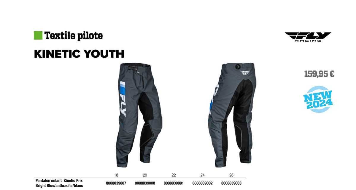 pantalon enfant kinetic fly racing
