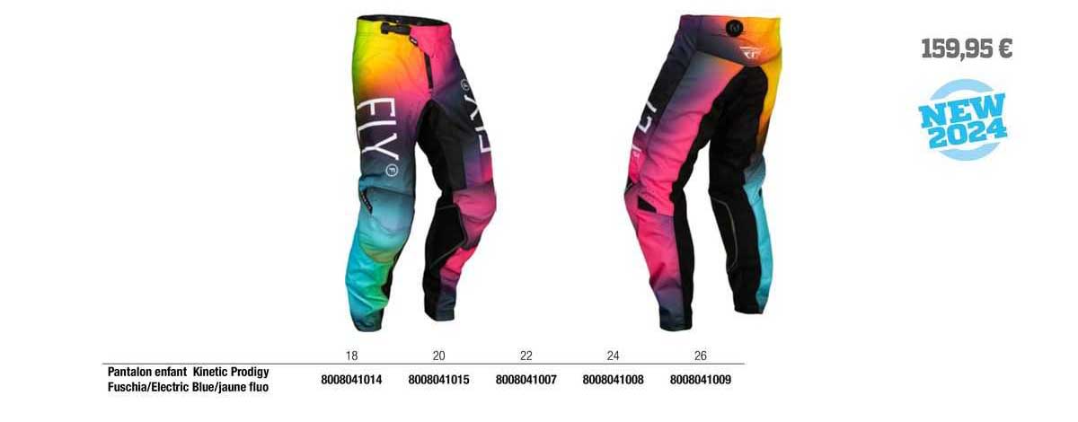 pantalon enfant kinetic prodigy fushia/electric blue/jaune fluo fly