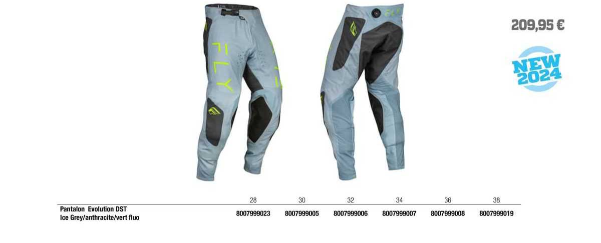 pantalon évolution dst ice grey/anthracite/vert fluo fly