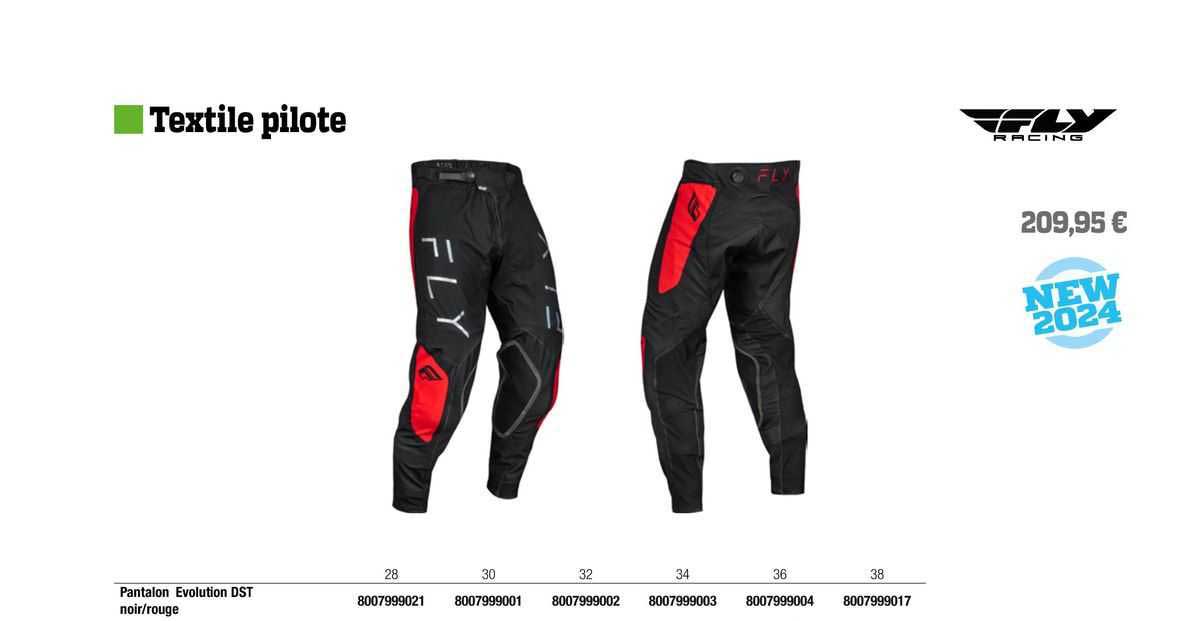 pantalon evolution dst noir/rouge fly racing