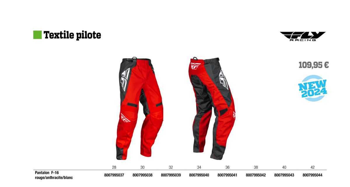 pantalon f-16 rouge/anthracite/blanc fly racing