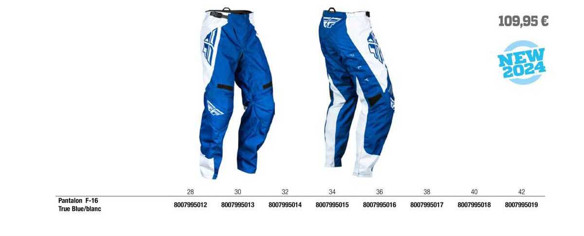 pantalon f-16 true blue/blanc fly racing