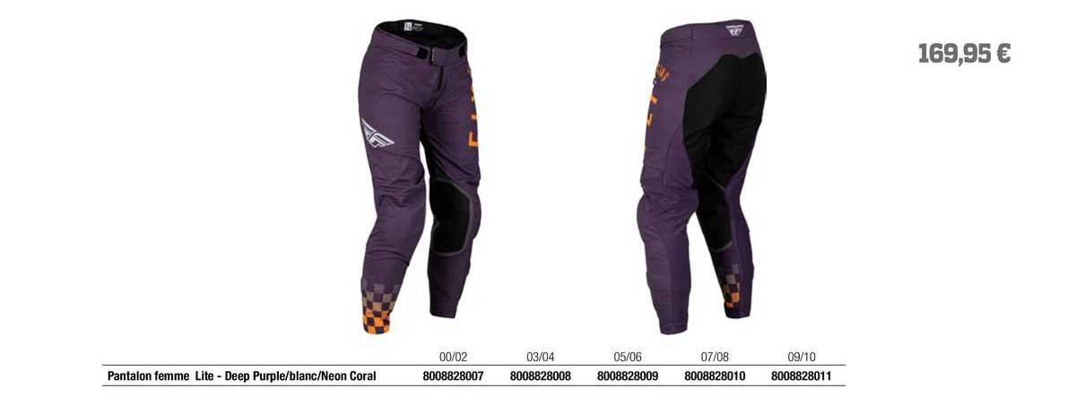 pantalon femme lite - deep purple/blanc/néon coral fly racing