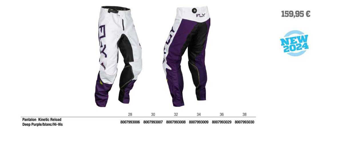 pantalon kinetic reload deep purple/blanc/hi-Vis fly racing