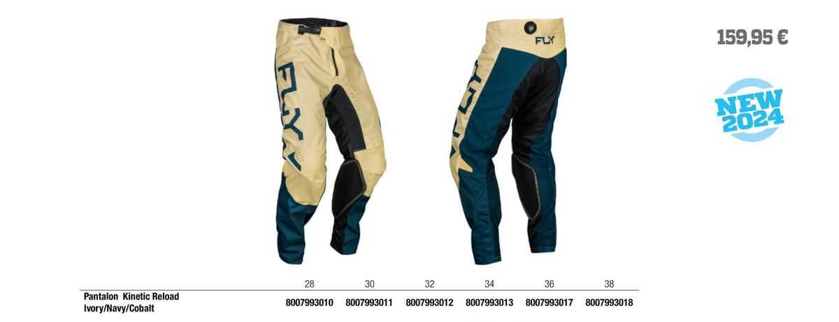 pantalon kinetic reload ivory/navy/cobalt fly racing