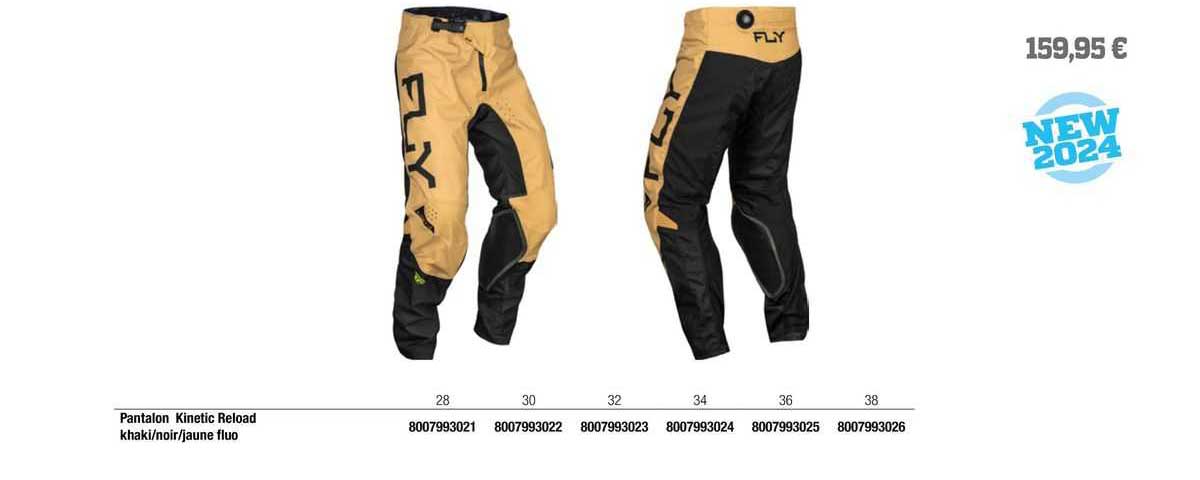 pantalon kinetic reload kaki/noir/jaune fluo fly racing