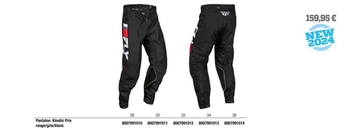 pantalon kinetic rouge/gris/blanc fly racing
