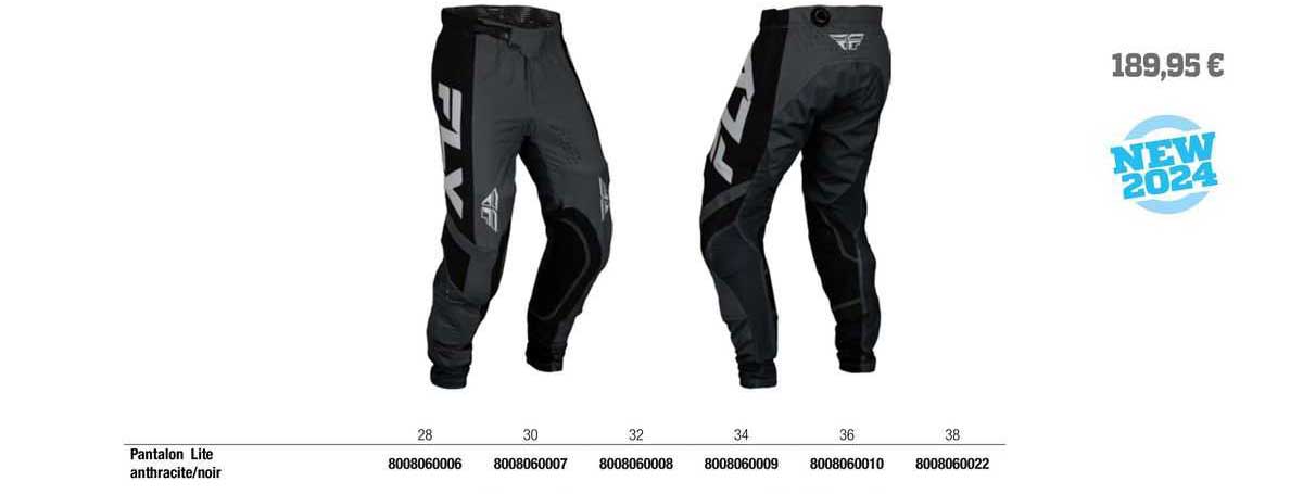 pantalon lite anthracite/noir fly racing