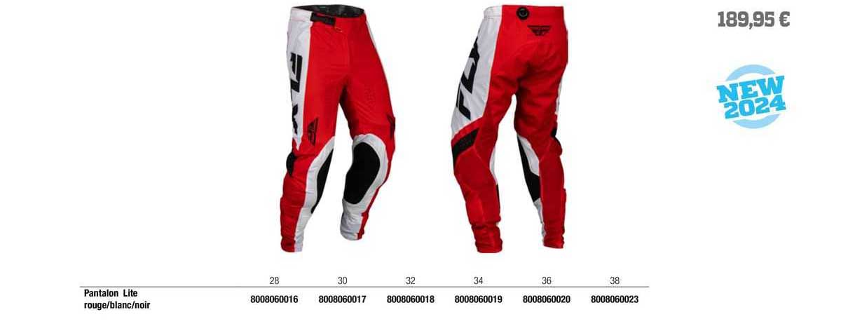 pantalon lite rouge/blanc/noir fly racing
