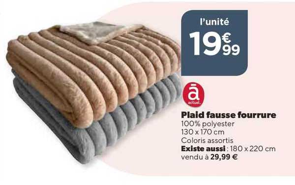 plaid fausse fourrure 130 x 170 cm existe aussi 180 x 220 cm