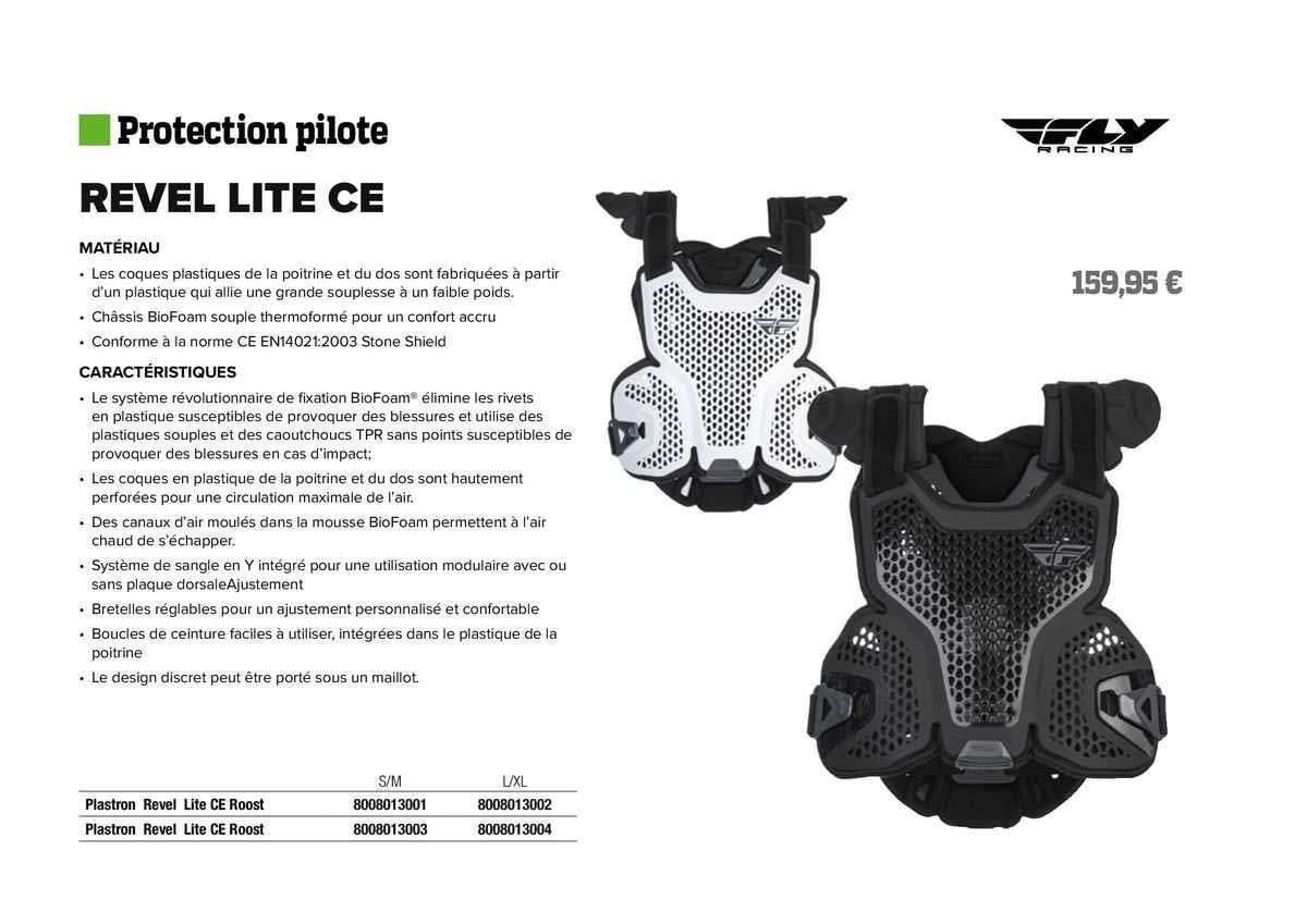 plastron revel lite ce roost, plastron revel lite ce roost fly racing