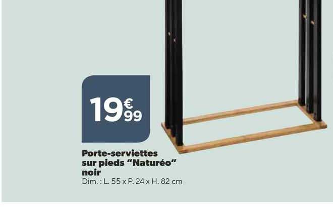 porte-serviettes sur pieds "naturéo" noir