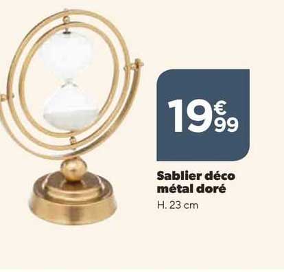 sablier déco métal doré
