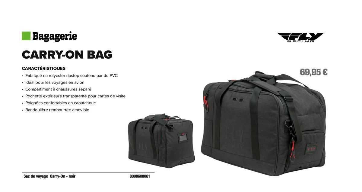 sac de voyage carry-on - noir fly racing