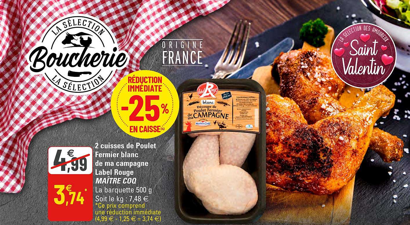 2 cuisses de poulet fermier blanc de ma campagne label rouge maître coq
