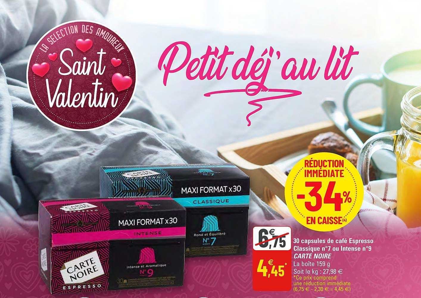 30 Capsules De Café Espresso Classique N°7 Ou Intense N°9 Carte Noire